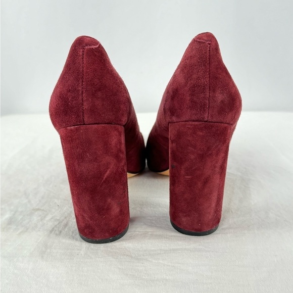 Pour la Victoire Suede Point Toe Chunky Heels in Burgundy Size 7.5 - Picture 8 of 8